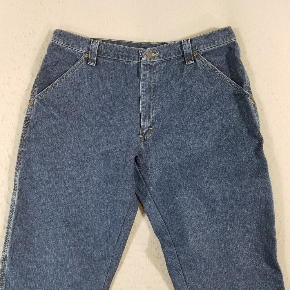 Wrangler Carpenter Jeans Mens 36x33 Blue Denim Workwear Utility Pants - Picture 2 of 11